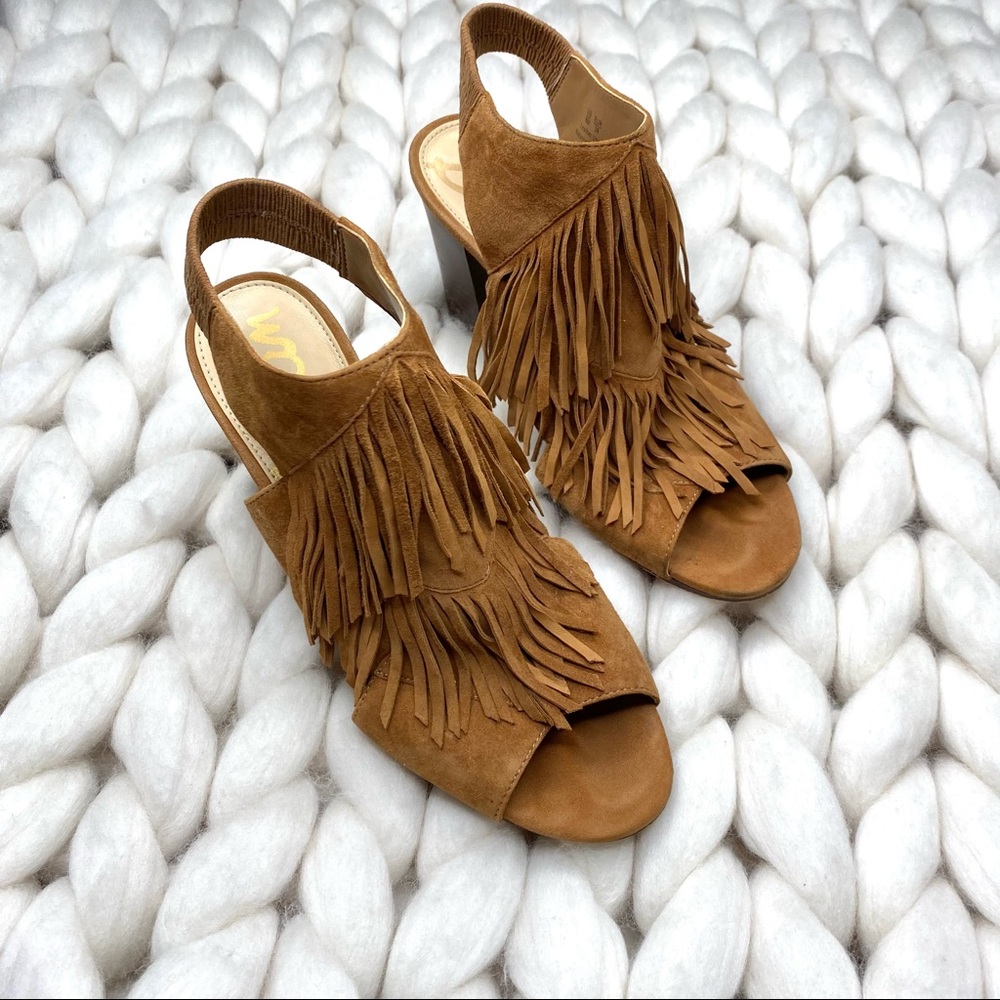 Sam Edelman fringe heel brown size 8